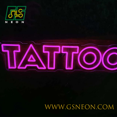 Dual Line Pink Tattoo Neon Signs LED Custom For Tattoo Studio Window Branding Display