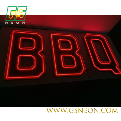 Dual Line Exposed Neon Channel Letters Exterior LED BBQ Neon Sign For Restaurant Patio
