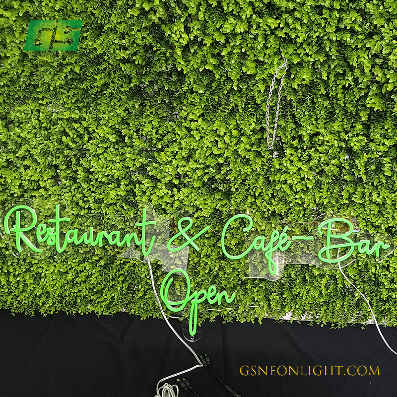 Commercial Restaurant Coffee Bar Open Neon Sign With Acrylic Backboards