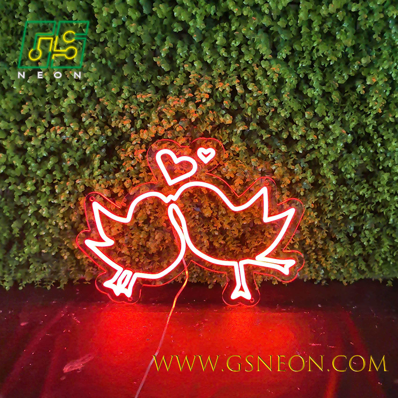 Birds Love LED Neon Wall Art Signs For Bedroom Wedding Anniversary Couple Birthday Gift
