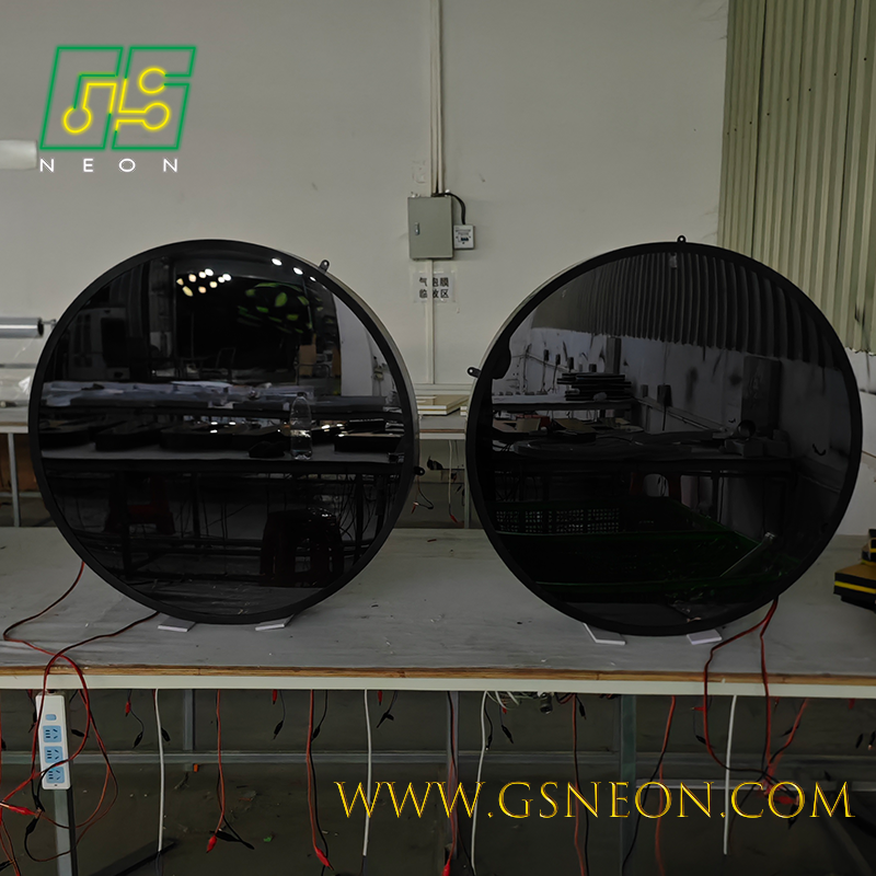 Custom Made Circle Infinity Mirror Box Light For Modern Retail Branding Luxury Wall Displays