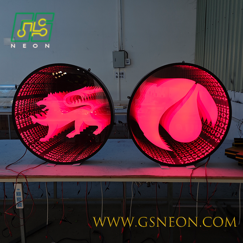 Custom Made Circle Infinity Mirror Box Light For Modern Retail Branding Luxury Wall Displays