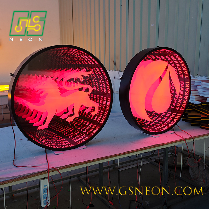 Custom Made Circle Infinity Mirror Box Light For Modern Retail Branding Luxury Wall Displays