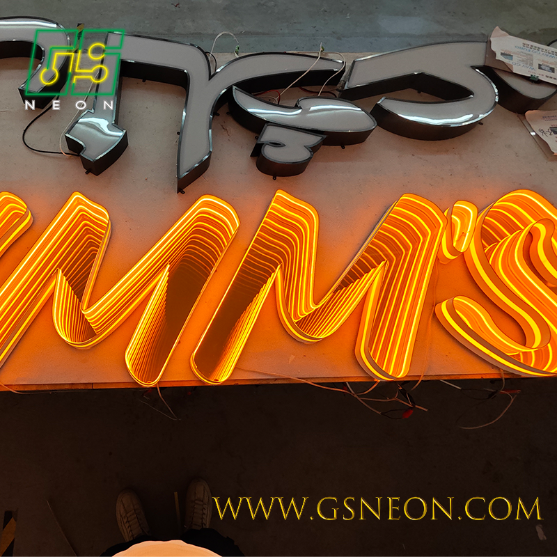 Custom Made Infinity Mirror Letter Sign For Unique Storefront Branding Logos