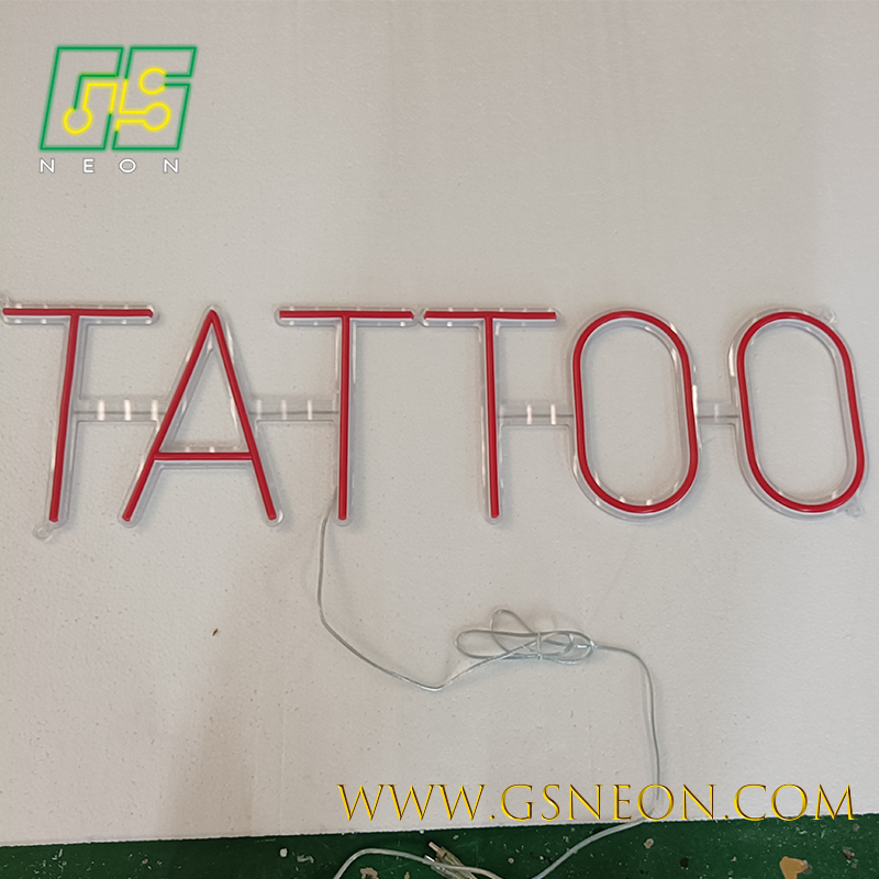 LED Tattoo Shop Neon Sign Light Wall Decor With Clear Hidden Backing