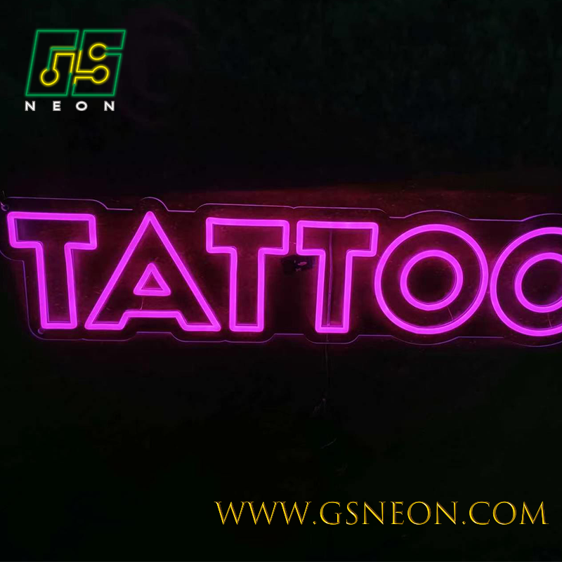 Dual Line Pink Tattoo Neon Signs LED Custom For Tattoo Studio Window Branding Display
