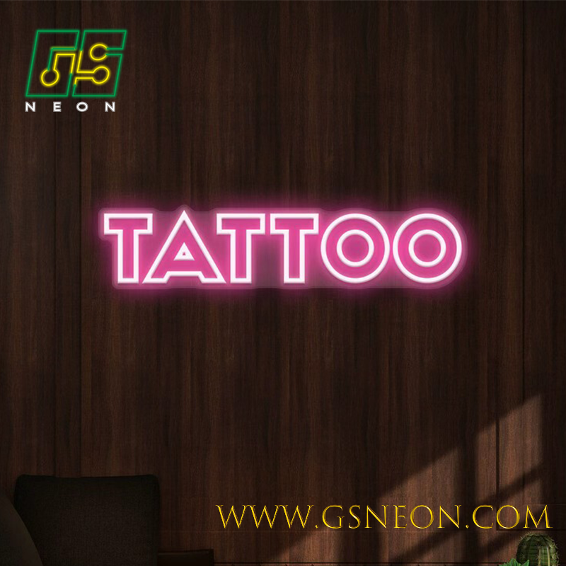 Dual Line Pink Tattoo Neon Signs LED Custom For Tattoo Studio Window Branding Display