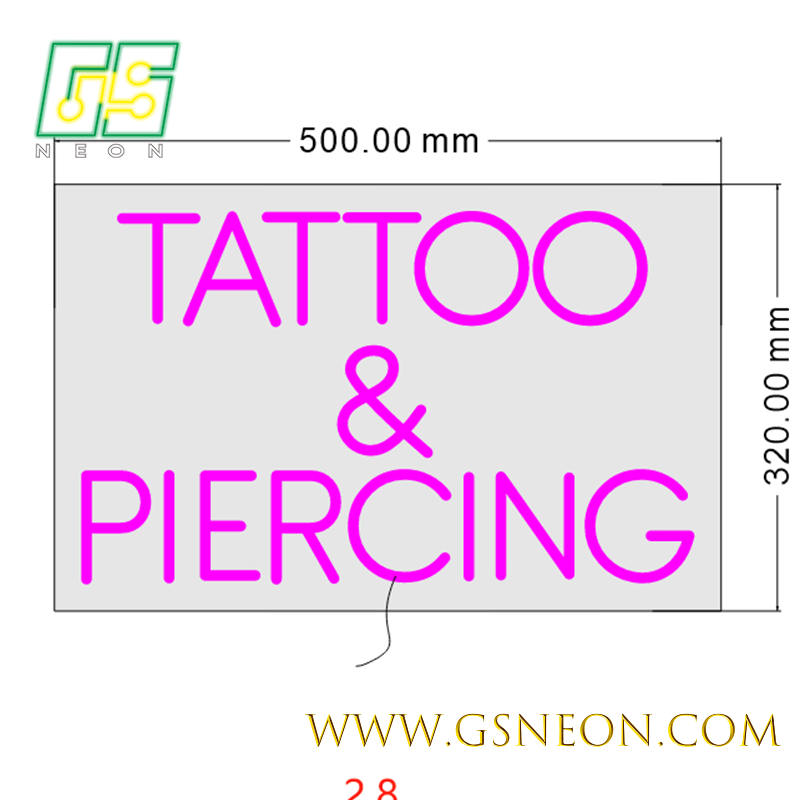 Custom Tattoo And Piercing Neon Sign Light For Studio Reception Branding Display