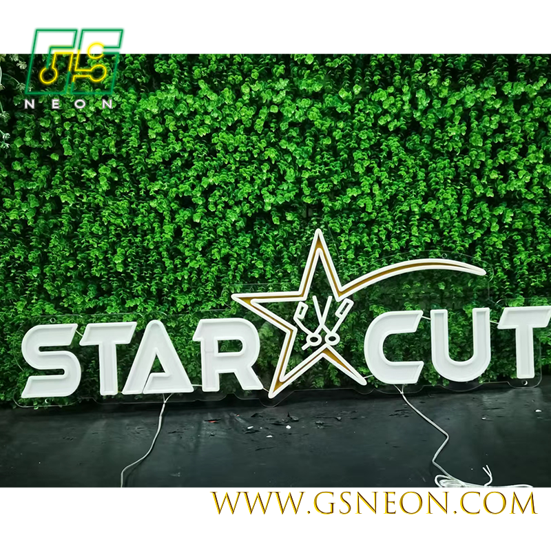 STAR CUT Barber Shop Neon Light Sign Custom For Modern Barbershop Window Branding Display