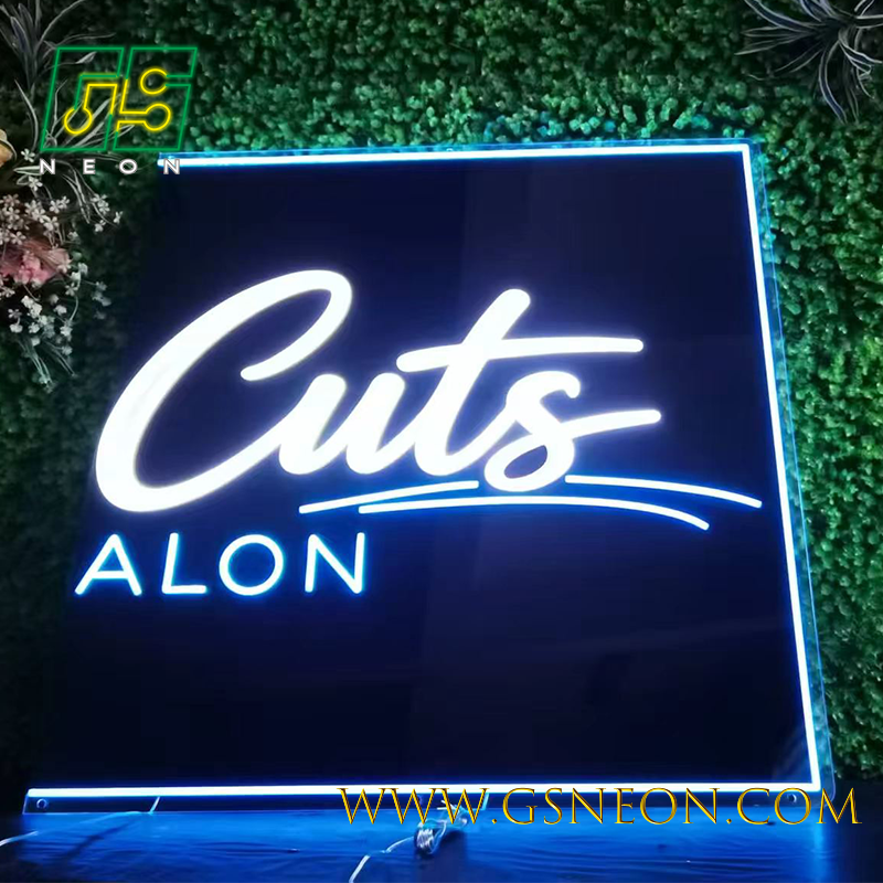 MY CUTS Beauty Salon Neon Light Sign With Black Backing Custom LED Wall Decor