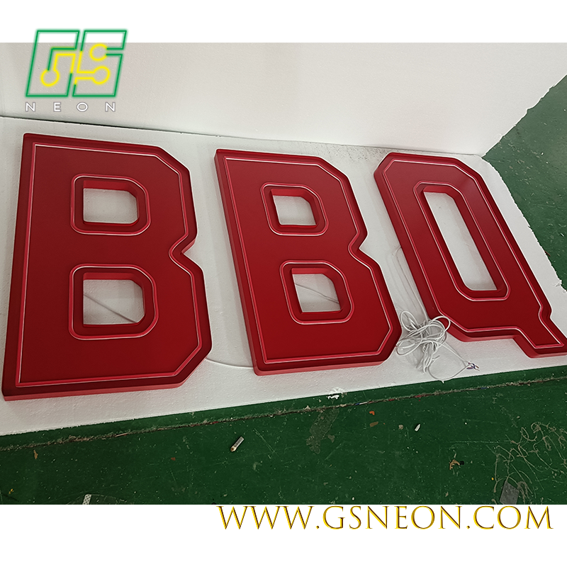 Dual Line Exposed Neon Channel Letters Exterior LED BBQ Neon Sign For Restaurant Patio