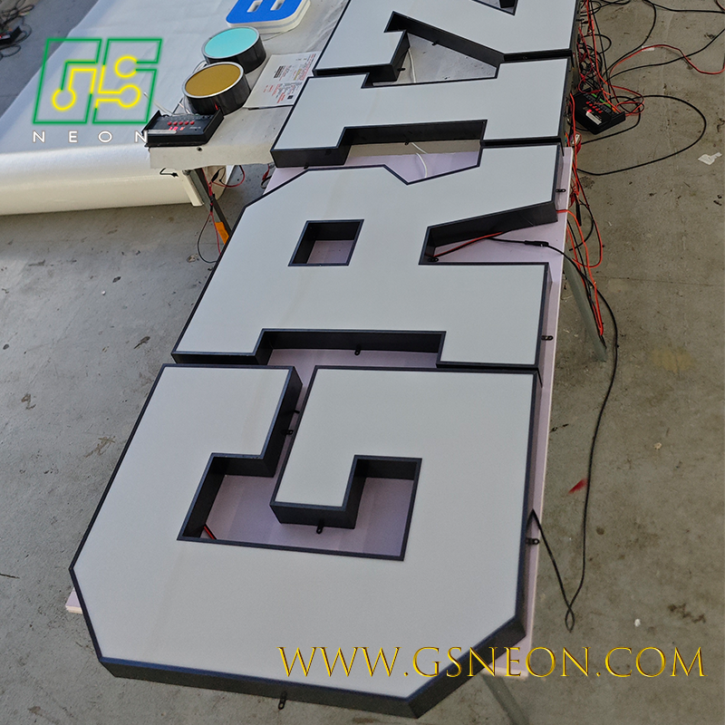 Programmed RGB LED Channel Letter Sign Dynamic Colors Outdoor Acrylic Storefront Sign